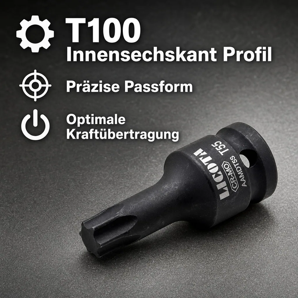 Innensechskant Nuss 1/2 Zoll, T100, Cr-Mo Schlagschrauber Nuss