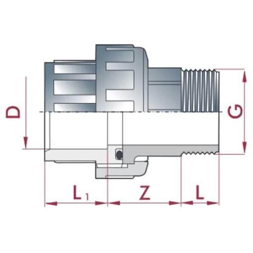 PVC Fittinge, PVC-U Verschraubung Klebemuffe 40mm, Rohrverbinder