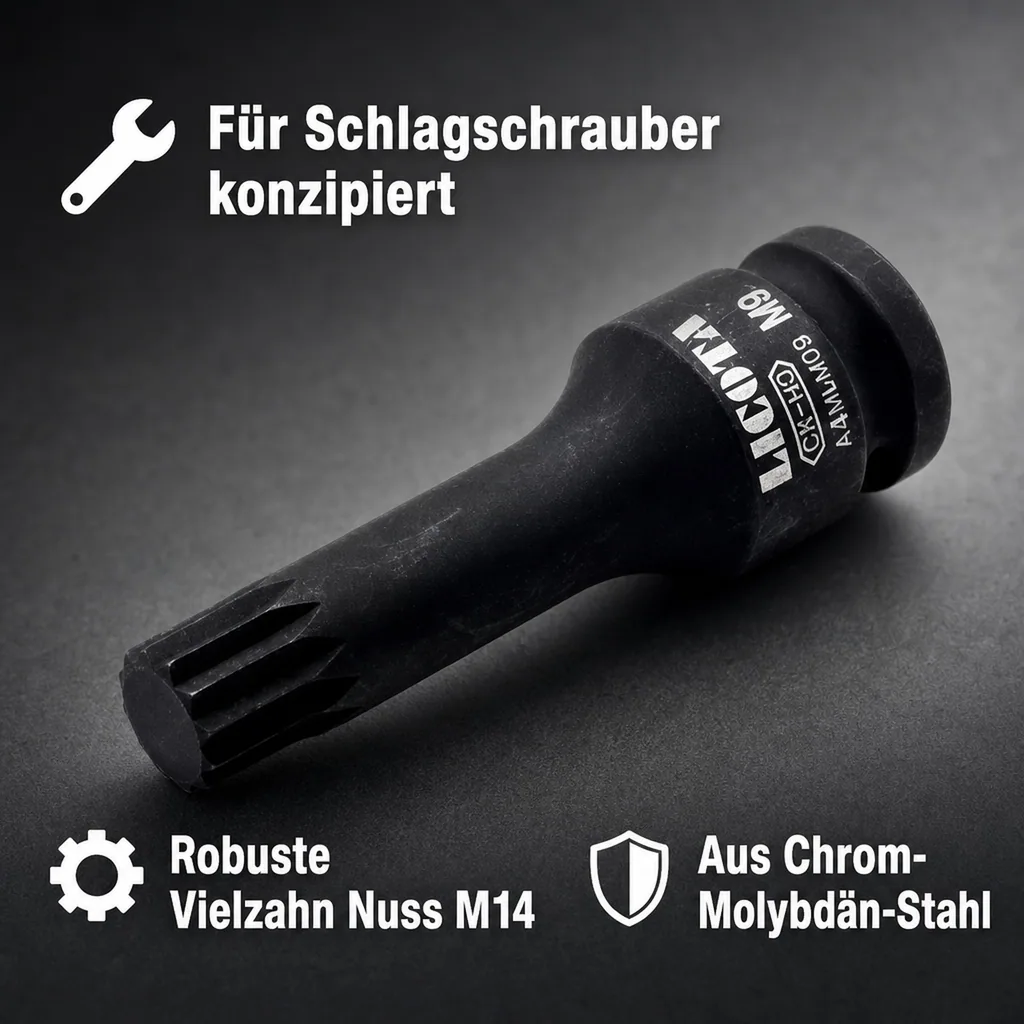 Vielzahn Nuss M14, Schlagschrauber Stecknuss, 1/2 Zoll Stecknuss