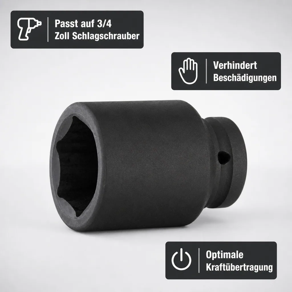 3/4 Zoll Nuss, SW30, Schlagschrauber Nuss, Cr-Mo Stahl, Industriequalität