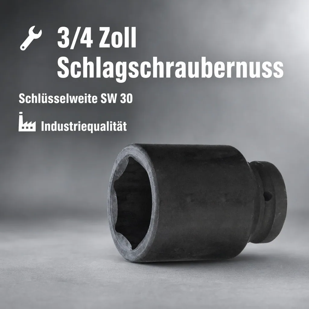 3/4 Zoll Nuss, SW30, Schlagschrauber Nuss, Cr-Mo Stahl, Industriequalität