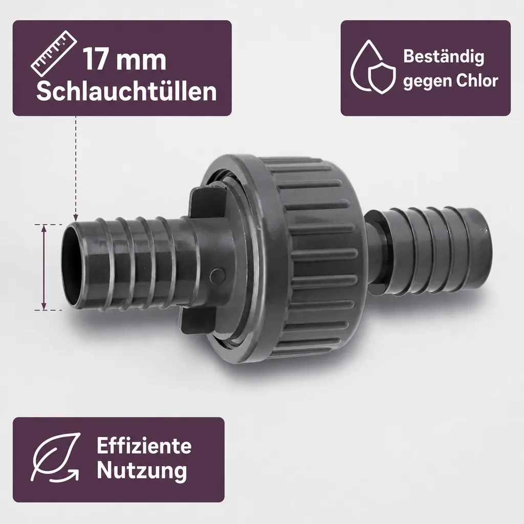PVC Rückschlagventil, Schlauch Rückschlagventil, 17 mm Tüllen