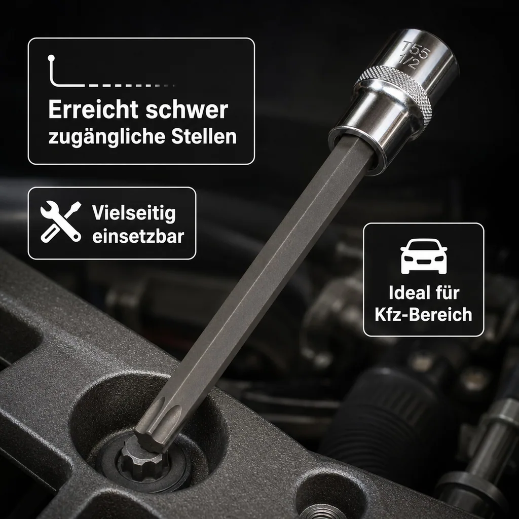 Innensechskant Nuss T55, 1/2 Zoll, S2 Werkzeugstahl, 140mm, Steckschlüssel