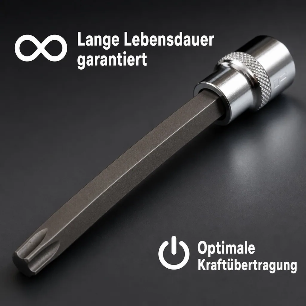 Innensechskant Nuss 1/2 Zoll, T100, S2 Stahl, 140mm, Steckschlüssel Innensechskant
