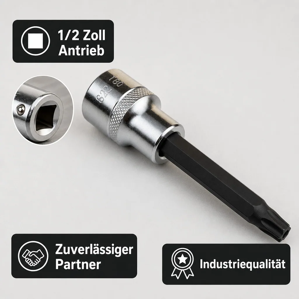 1/2 zoll Innensechskant nuss, T80, Stecknuss mit Stirnloch, S2 Stahl