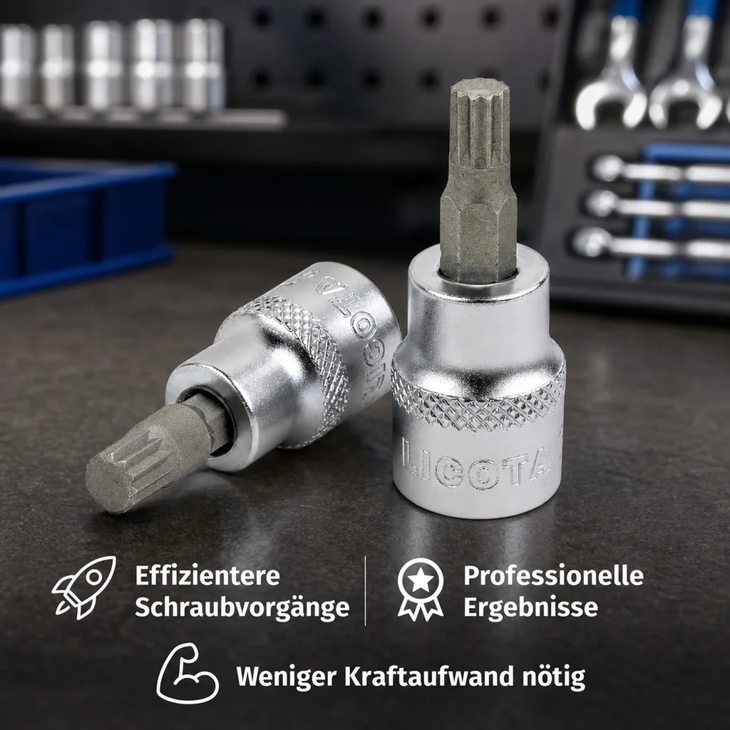 M6 Vielzahn Nuss, XZN Nuss, 1/2 Zoll, kurze Ausführung