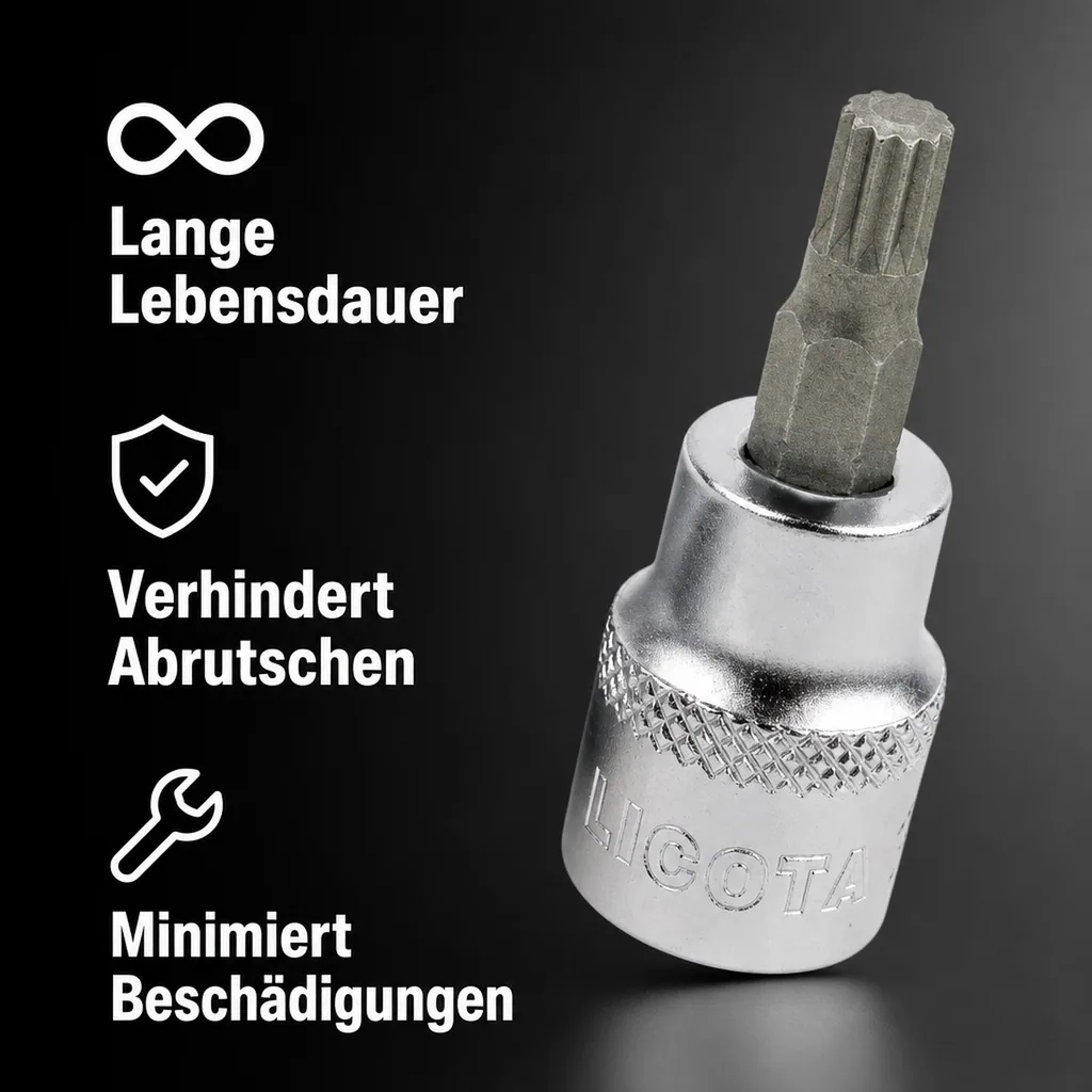 Vielzahn Nuss M8, 1/2 Zoll, kurze Ausführung, Stecknuss CrV