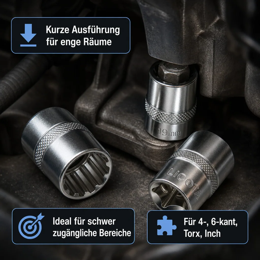 Vielzahn Nuss, 1/2 Zoll Nuss, Steckschlüssel Nuss, Spline Nuss