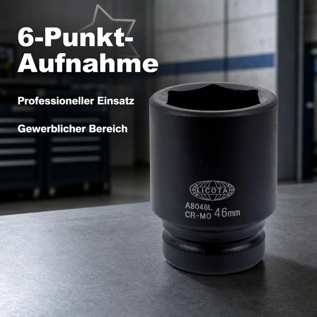 1 Zoll Nuss, Schlagschraubernuss SW 70, lange Ausführung, 6pt