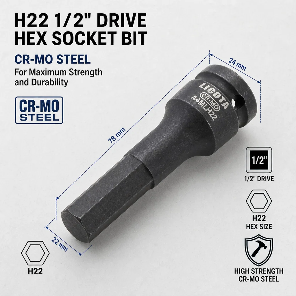 Innensechskant Nuss, 1/2 Zoll H22, Cr-Mo, Werkzeugnuss