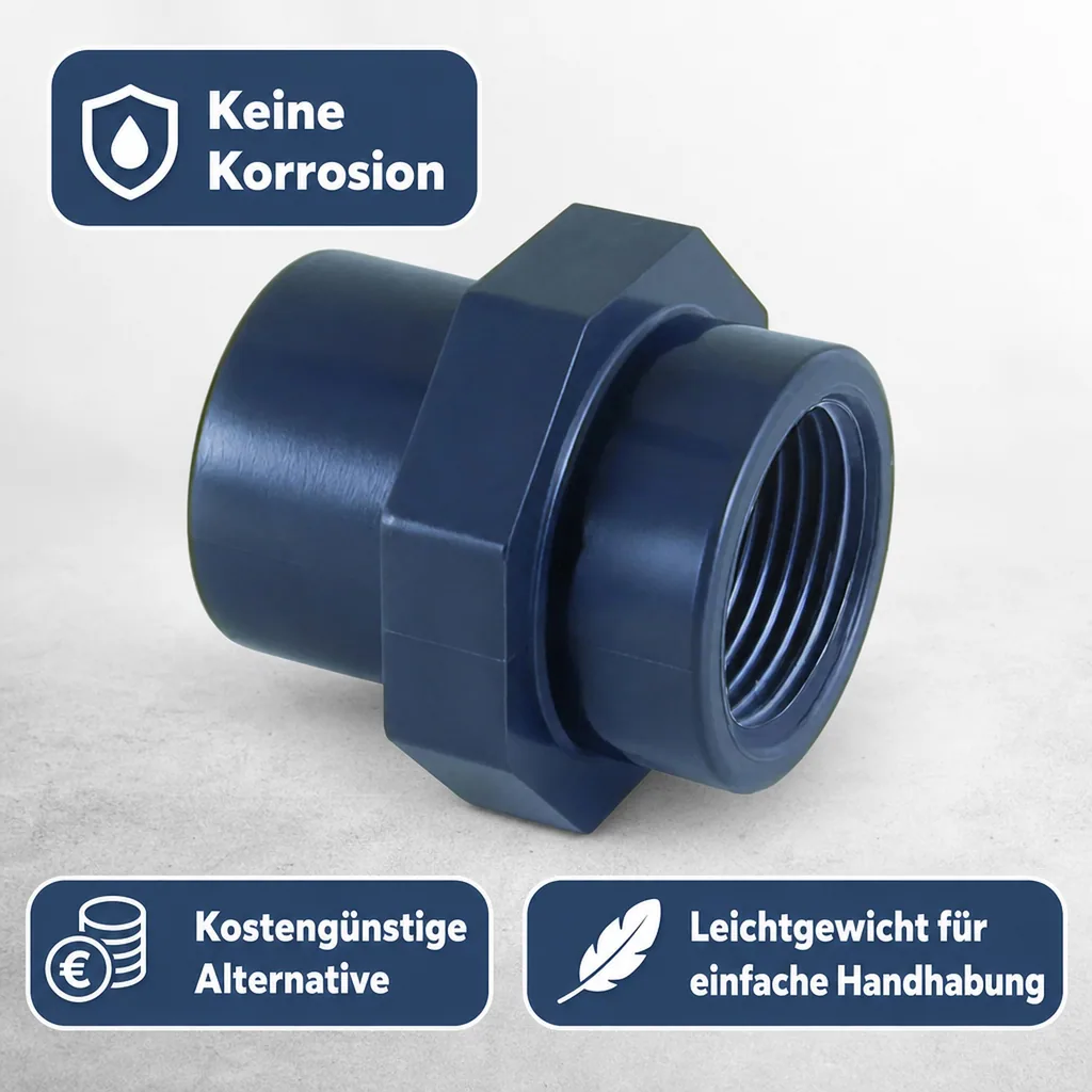 PVC Fittings, Übergangsmuffe PVC-U, 63-50mm x 1 1/2", PN10