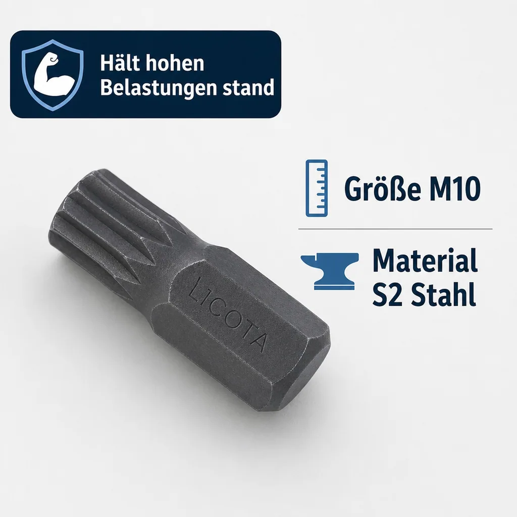 M10 Spline Bit, 10mm Hex, -Shop, S2 Stahl