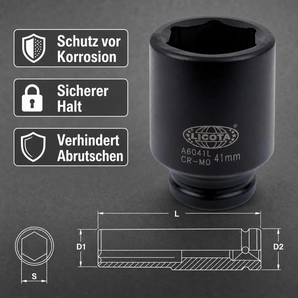 35mm Nuss, 3/4 Zoll, SW 35, 6pt Stecknuss