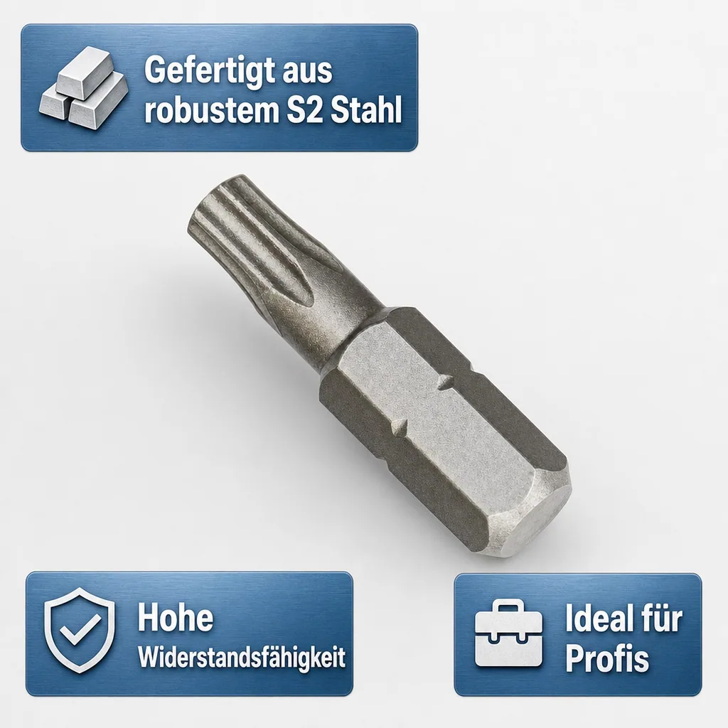 Innensechskant T27 Bit, 30mm, 1/4 Zoll, S2 Stahl