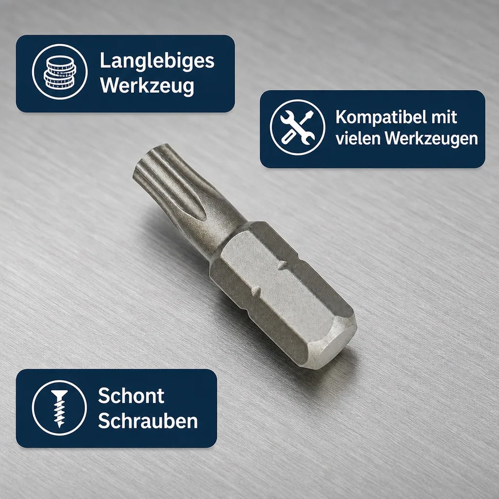 Innensechskant T27 Bit, 30mm, 1/4 Zoll, S2 Stahl
