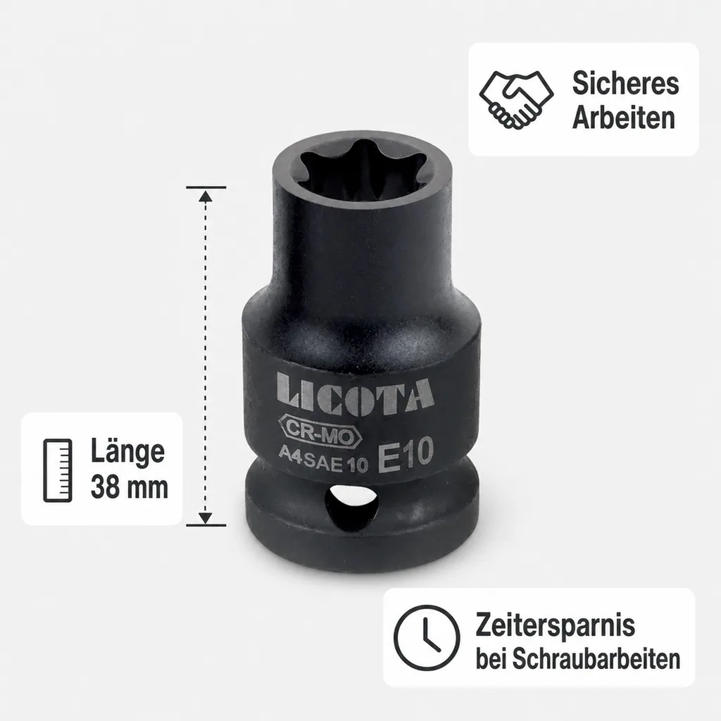 Innensechskant Nuss 1/2 Zoll, Schlagschrauber Nuss Innensechskant, Aussen Innensechskant E12, Cr-Mo