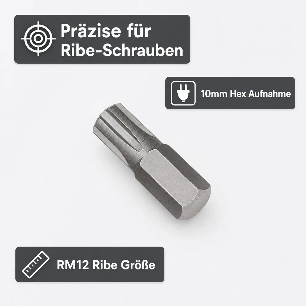 Ribe Bit, 10mm Hex Bit, Innensechskant Bit, RM12, 30mm