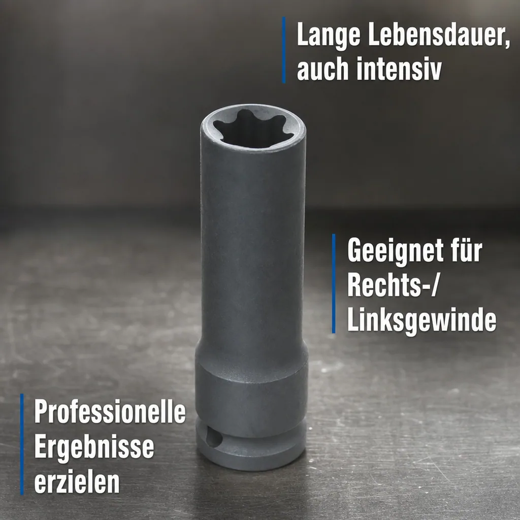 Schlagschraubernuss, 1/2 Zoll Innensechskant E14, Cr-Mo, Werkzeug Schlagschrauber