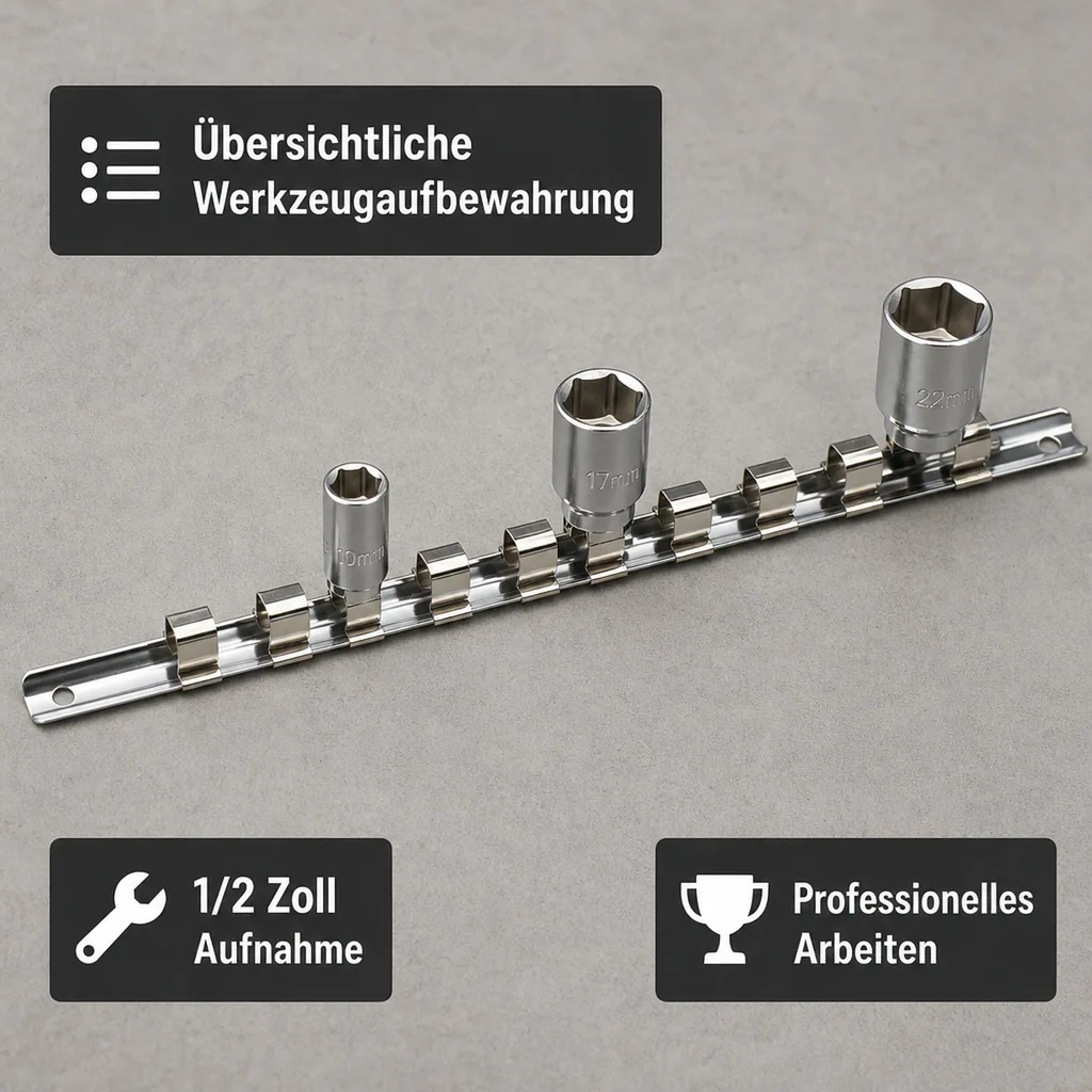 Stecknuss Schiene, 1/2 Zoll, Werkzeugleiste, 10 Clips
