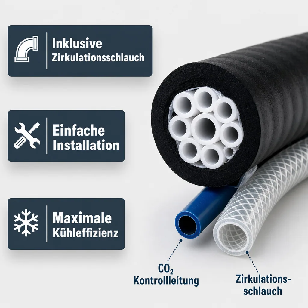 Pythonleitung, Trockenpython für Begleitkühlung (10х16mm) mit 13mm Isolierung für 4 Bierleitungen in 7 mm