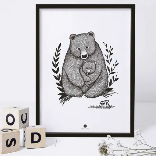 Lilipinso Poster Bärenliebe schwarz weiss