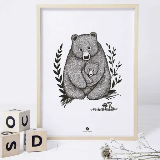 Lilipinso Poster Bärenliebe schwarz weiss