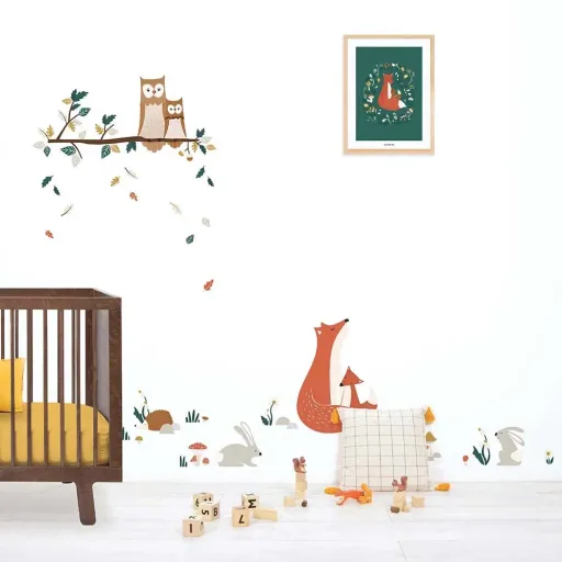 Lilipinso Poster Fuchs und Pilze dunkelgrün