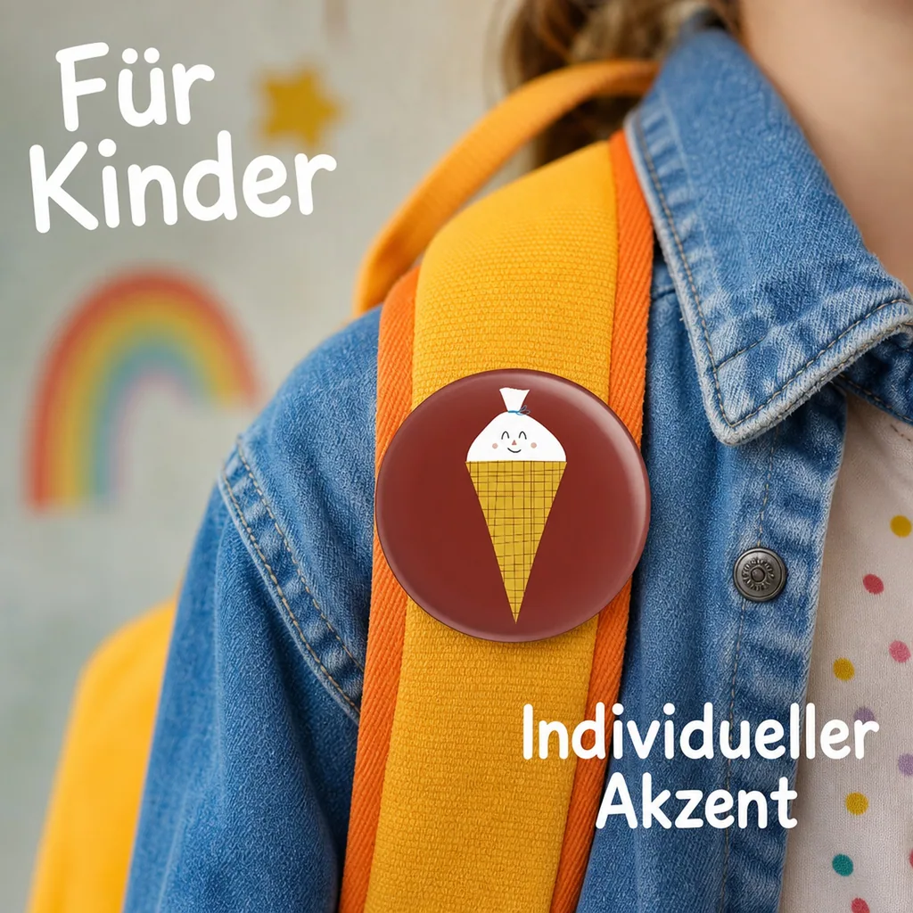 Ava & Yves Kinder Button / Anstecker Schultüte gelb