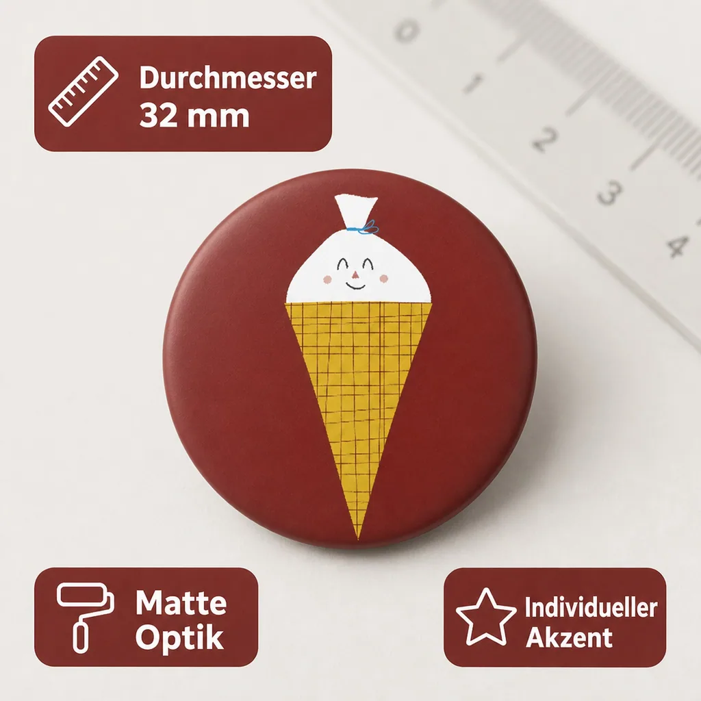 Ava & Yves Kinder Button / Anstecker Schultüte gelb