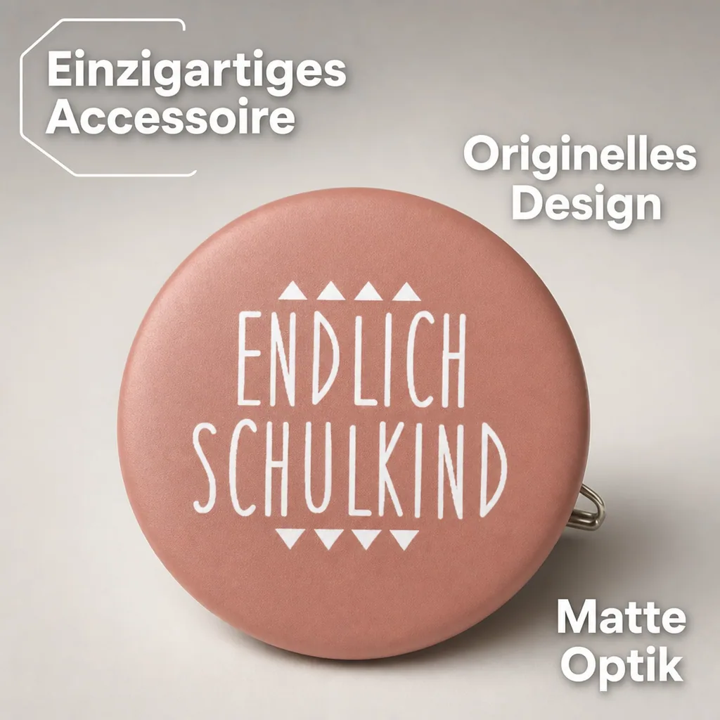 Ava & Yves Kinder Button / Anstecker endlich Schulkind rosa