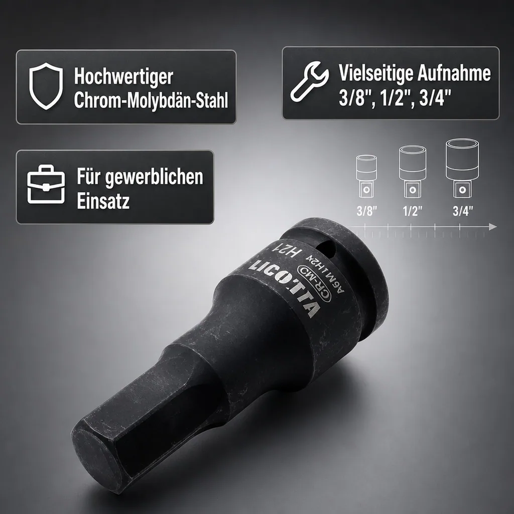 Innensechskant Nuss, 3/4 Zoll H24, Schlagschrauber Nuss, Cr-Mo Stahl