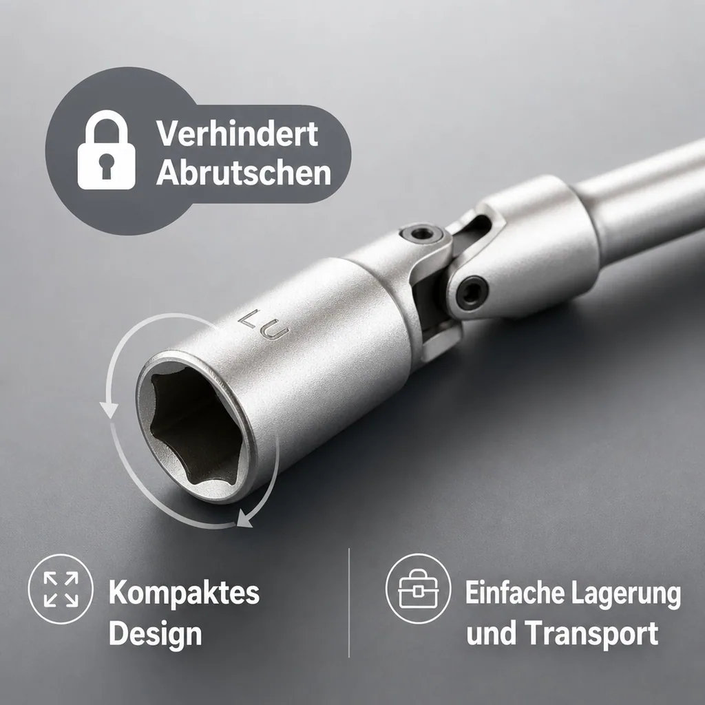 Glühkerzenschlüssel, 8mm Gelenk, 3/8 Zoll Nuss, Chrom Vanadium Werkzeug