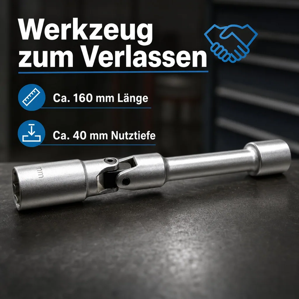 Glühkerzenschlüssel Gelenk 9mm, 3/8 Zoll Nuss, 12pt
