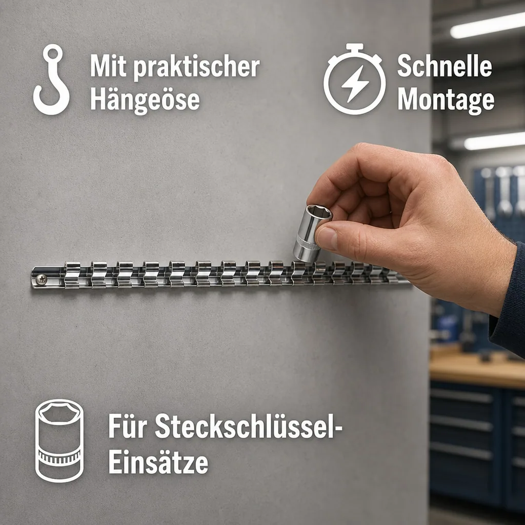 Steckschlüssel Halterung, Steckschlüssel Schiene, Werkzeugleiste Metall