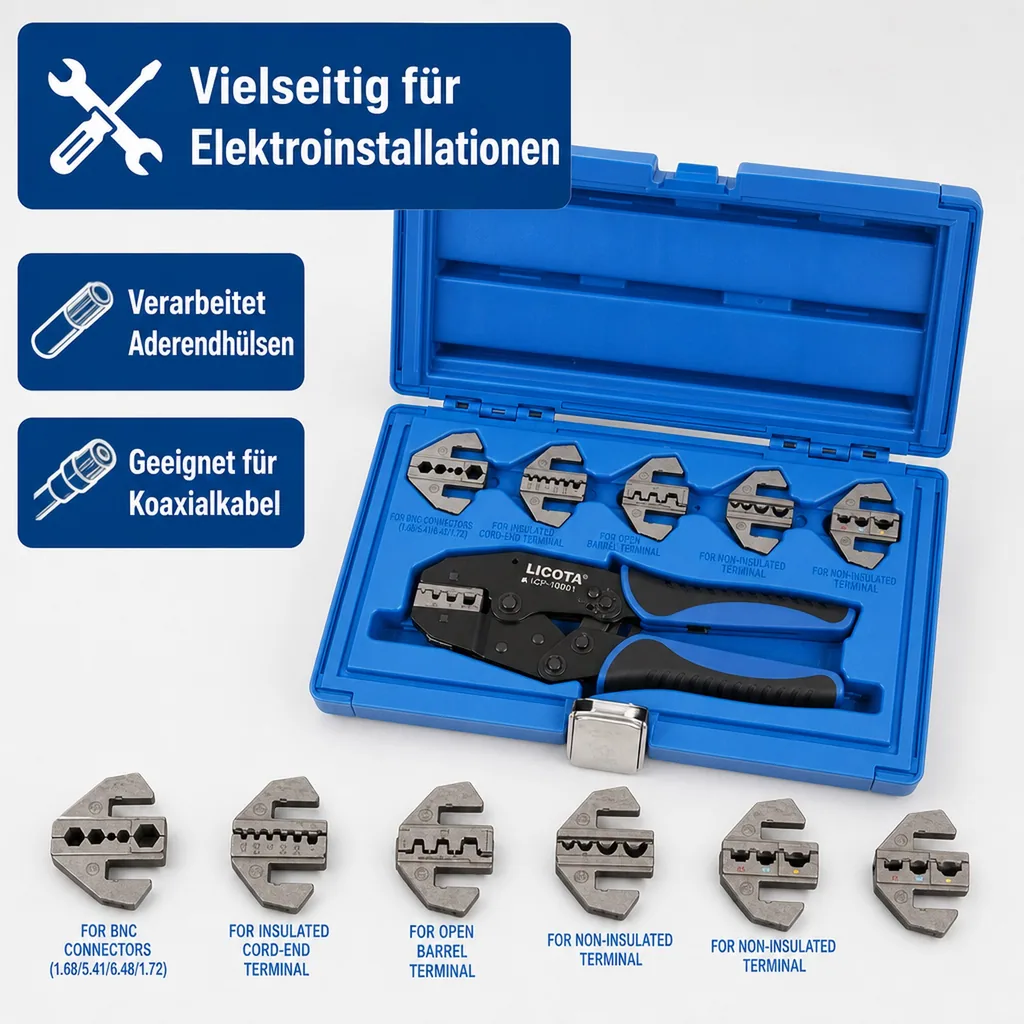 Crimpzange, 6 in 1, Kabelschuhzange