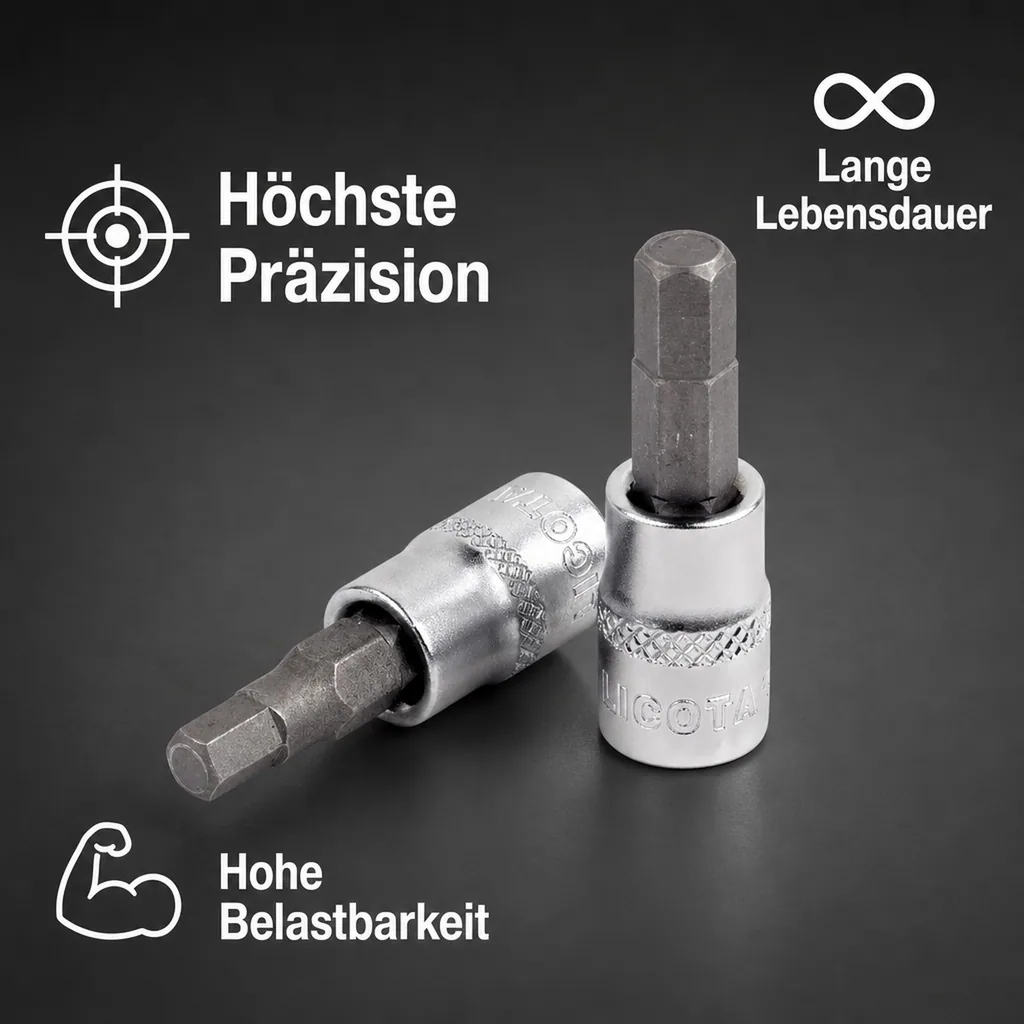 Innensechskant Nuss 1/2 Zoll, H19, Stecknuss, Innensechskantschlüssel