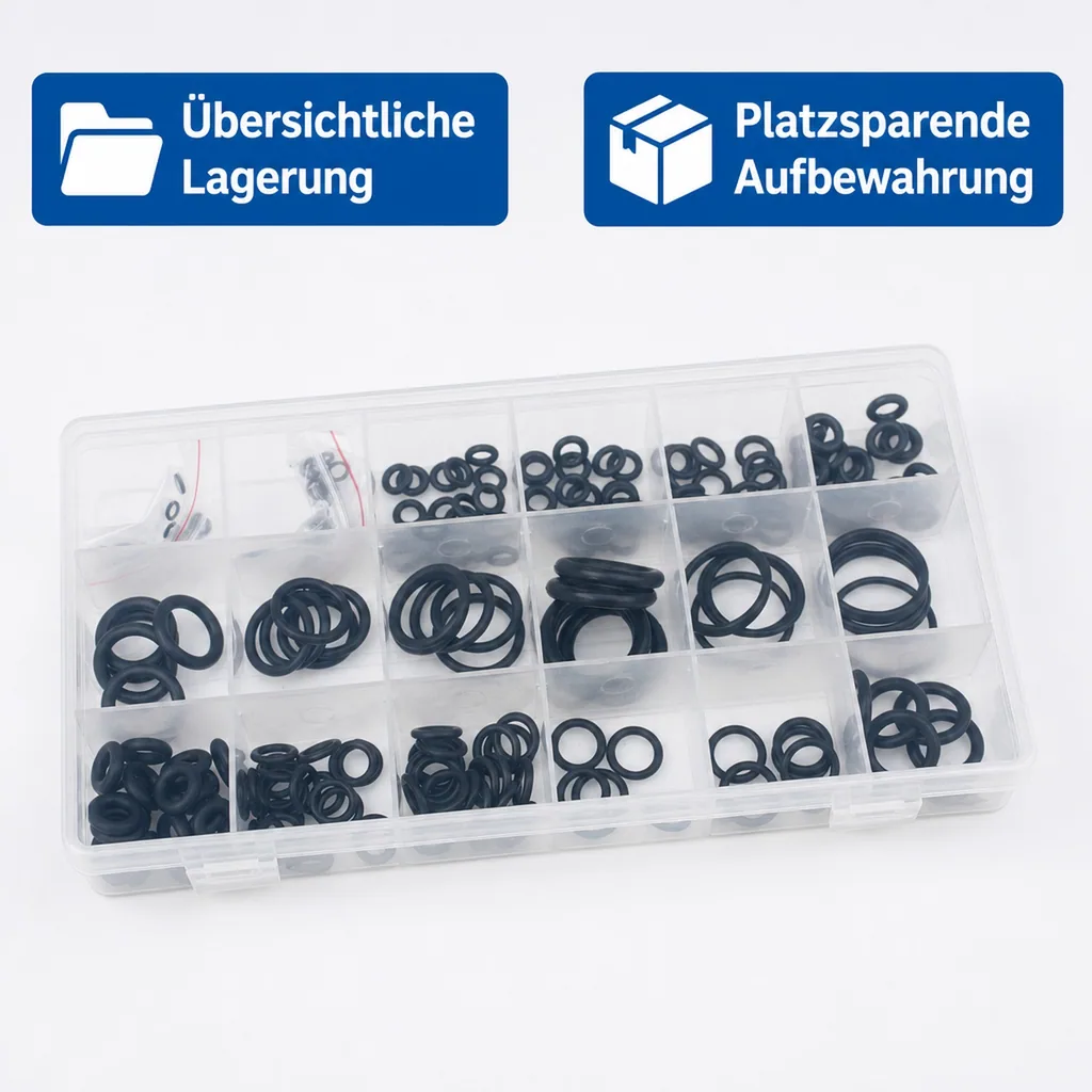 O-Ringe Set, 225-teilig, Dichtringe, Gummi, Sanitär, KFZ