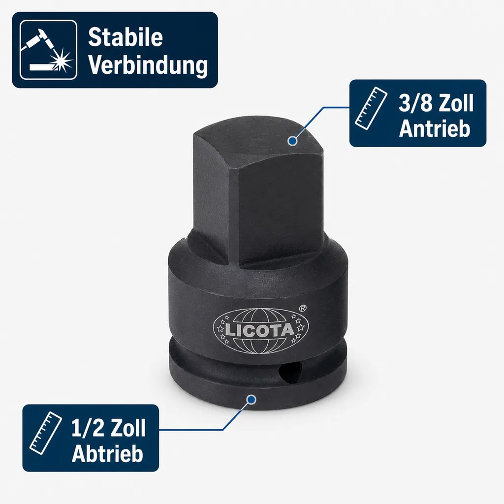 Schlagschrauber Adapter, 3/8 auf 1/2 Adapter, Cr-Mo Stahl