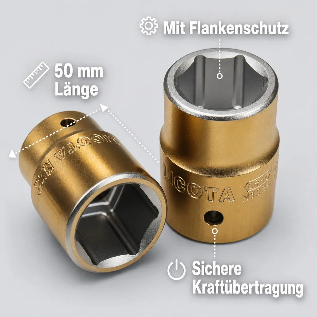 3/4 Zoll Nuss, Steckschlüssel Nuss, 24mm, CrV, 6pt