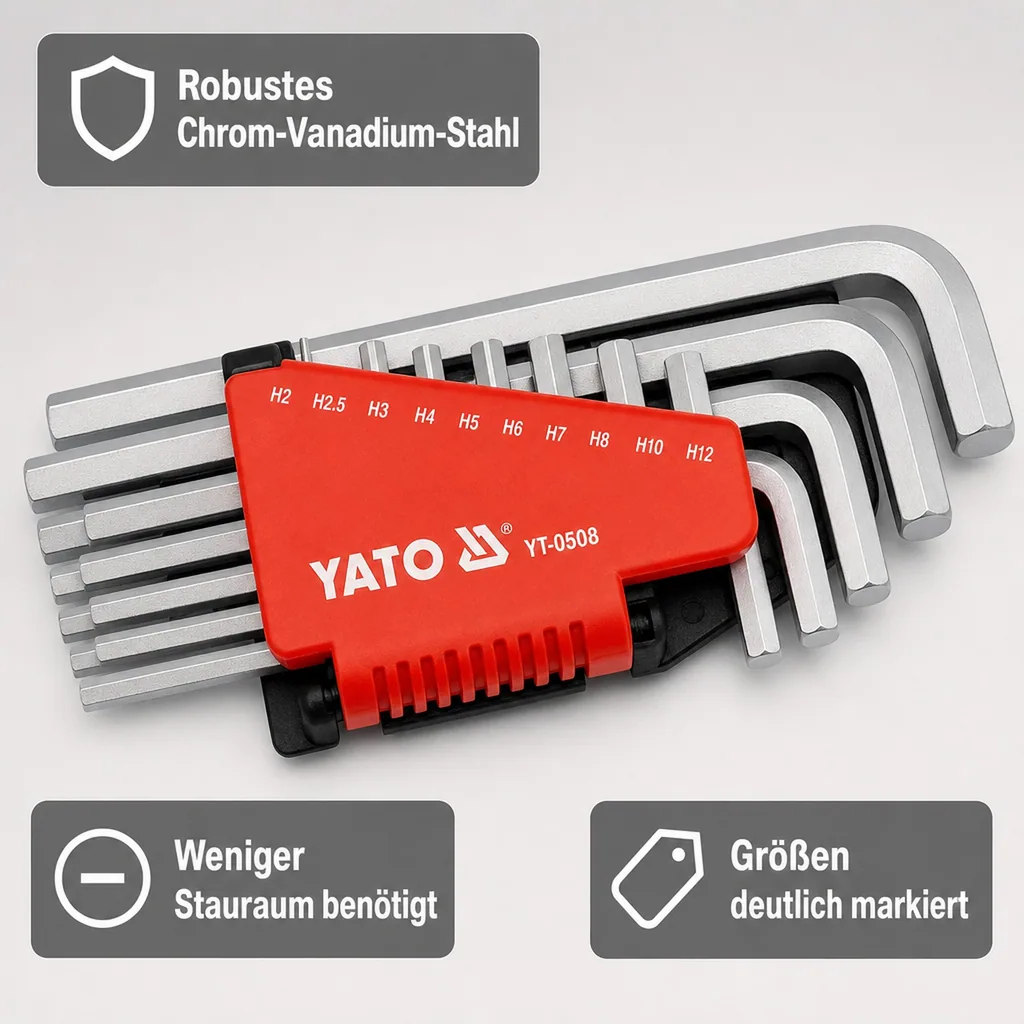 Innensechskant Set, 10-teilig, Innensechskant Set, mit Halter H2-H12