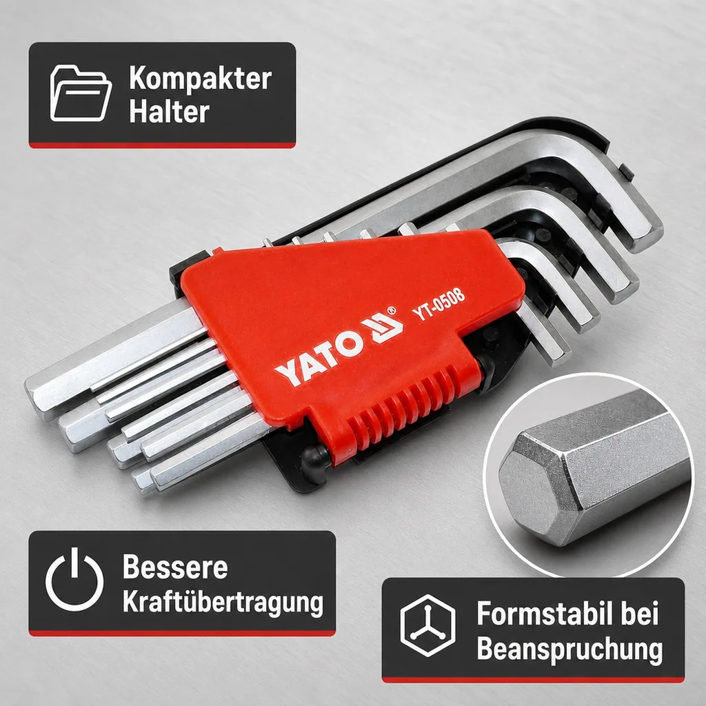 Innensechskant Set, 10-teilig, Innensechskant Set, mit Halter H2-H12