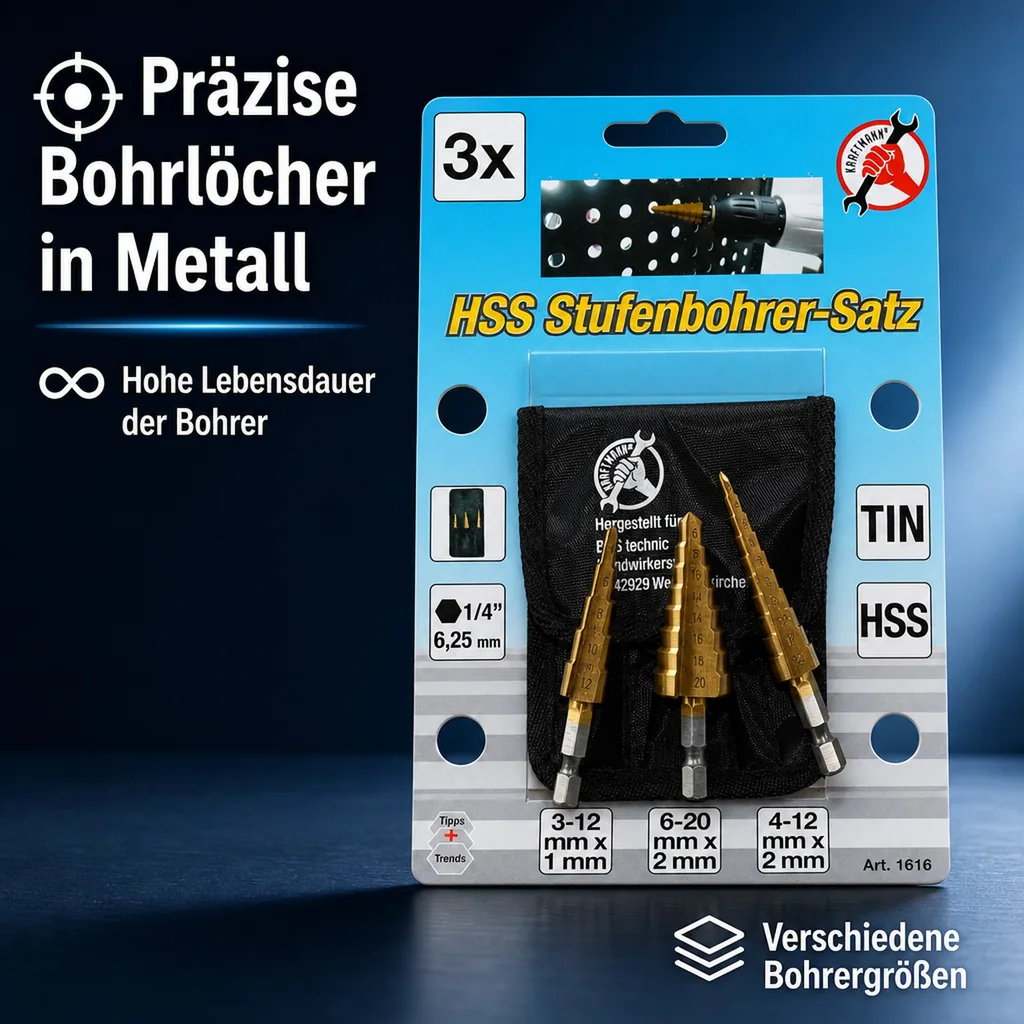 Stufenbohrer Satz HSS, Metallbohrer, Lochbohrer Set