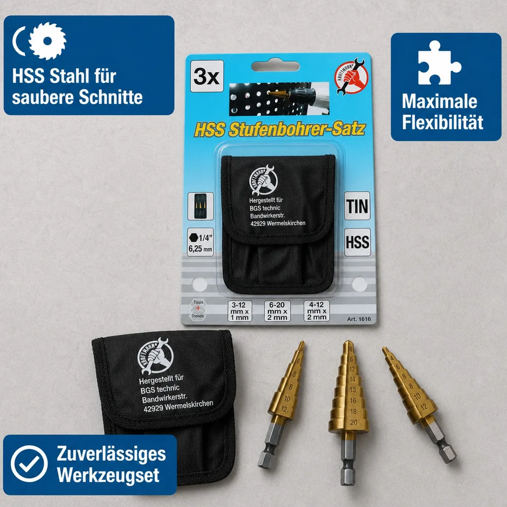 Stufenbohrer Satz HSS, Metallbohrer, Lochbohrer Set