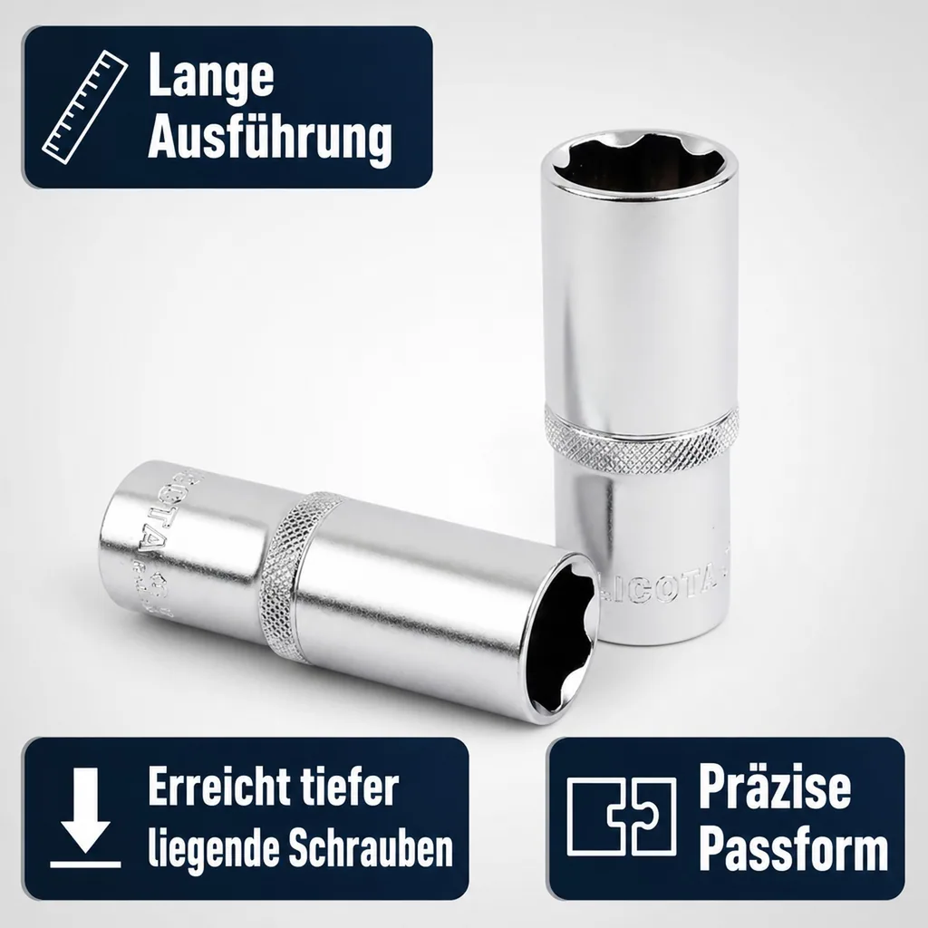 17mm Nuss, Superlock, 1/2 Zoll Stecknuss, CrV, lange Ausführung