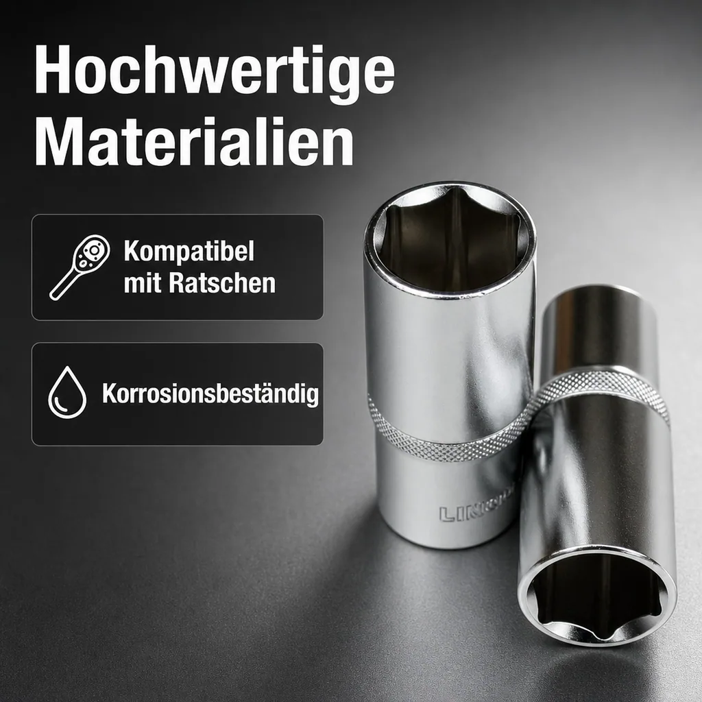 Stecknuss 1/2 zoll, 18mm Nuss, Langnuss, Cr-V, 6-Kant, für Knarre/Ratsche