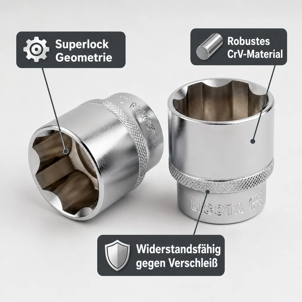 Stecknuss 1/2 Zoll, Superlock Nuss 18mm, CrV, kurze Ausführung