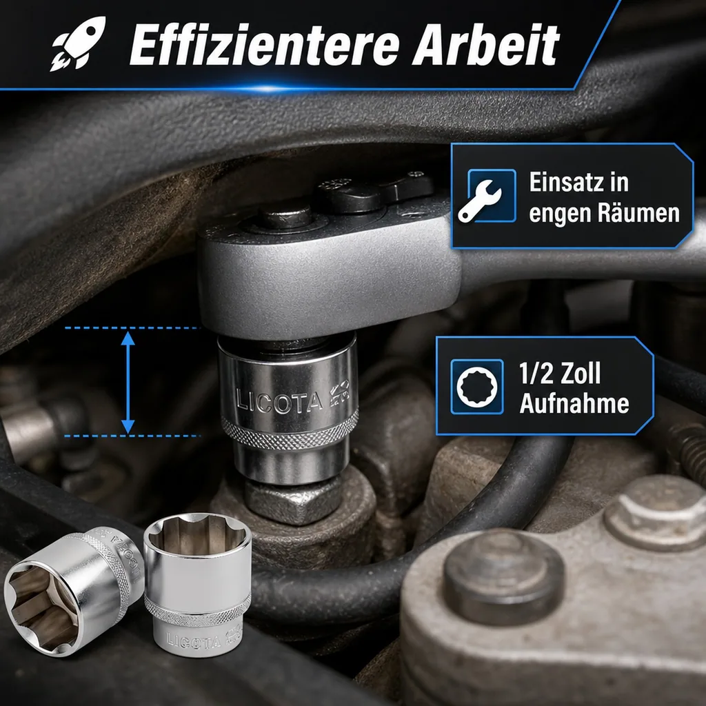 Stecknuss 1/2 Zoll, Superlock Nuss 18mm, CrV, kurze Ausführung