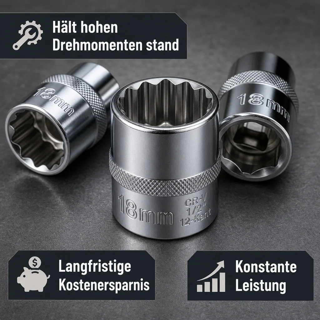 1 2 zoll nuss, 18 mm Nuss, CR-V, 12-Kant, Industriequalität