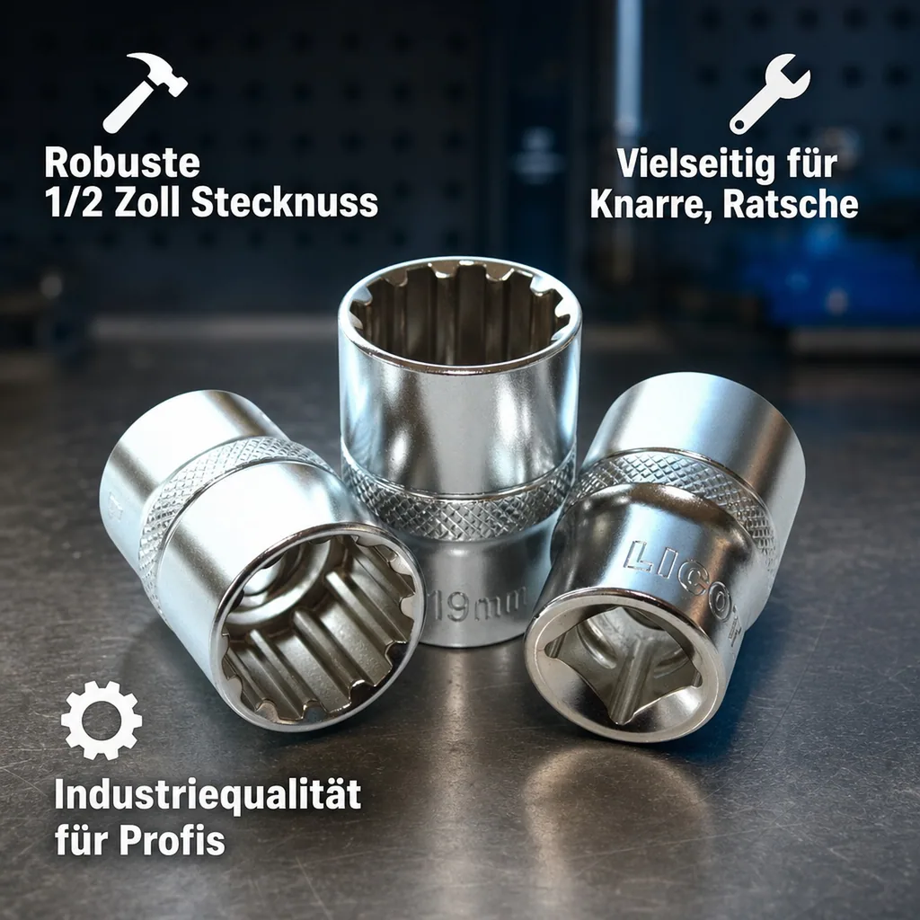 Stecknuss 1/2 Zoll, 22mm, Cr-V, Ratsche Knarre Nuss