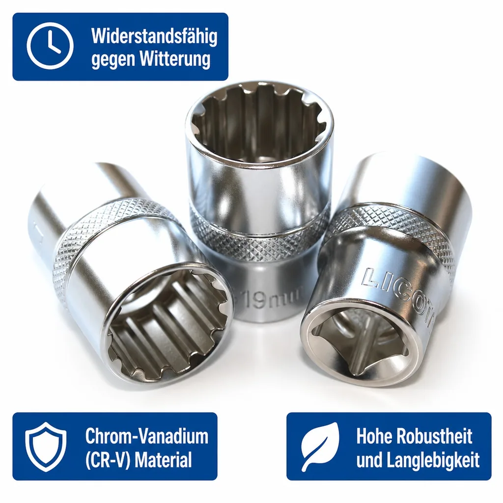 Stecknuss 1/2 Zoll, 22mm, Cr-V, Ratsche Knarre Nuss
